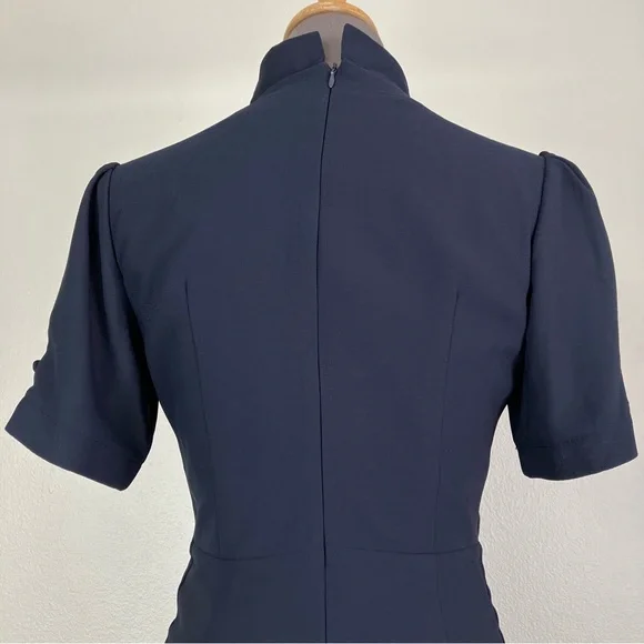 Lindy Bop 1940s Navy Blue Amelia Vintage Collared A-line Midi Dress UK 10 Small - Picture 9 of 15